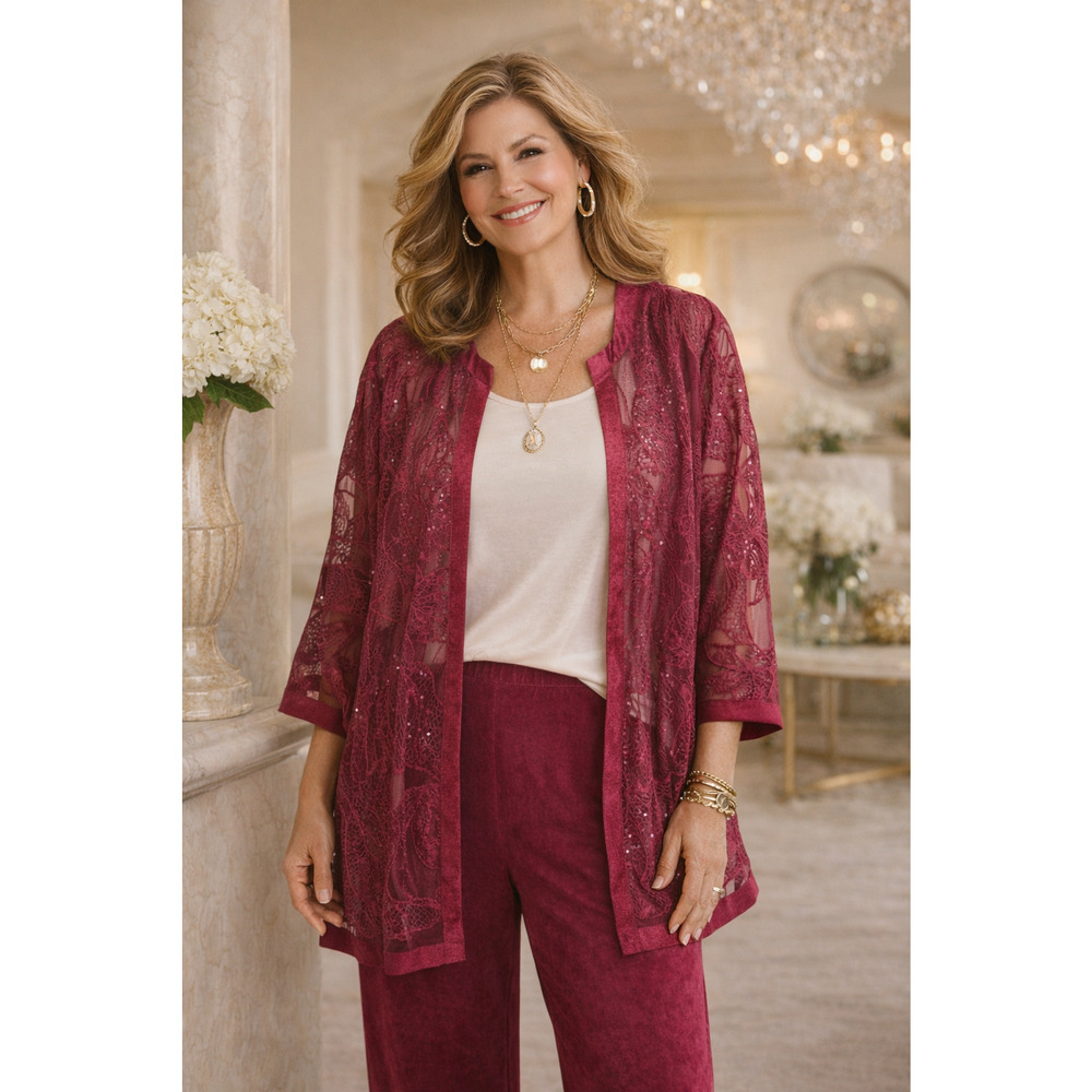 Chico's Travelers Womens Embellished Novelty Two Piece Set Size 4 US 20/22 NEW - Picture 1 of 12